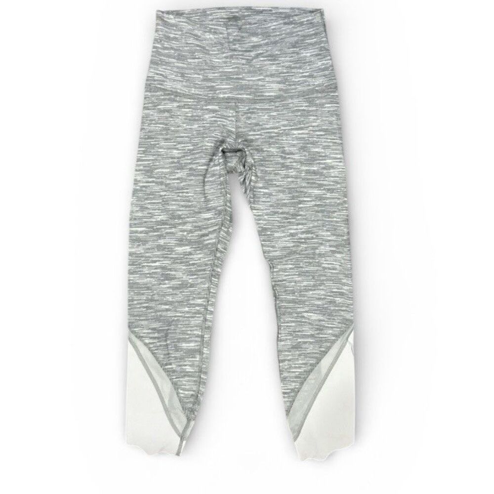 Lululemon Wunder Under High Rise Cropped Leggings Scalloped Size 6 Gray White